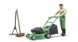 Bruder 62103 - Bworld Gärtner mit Rasenmäher und Gartengeräten