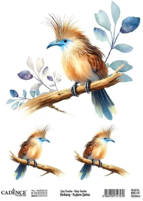 Cadence Cadence Birdsong Easy Transfer 25x35 cm Vogel blauwe snavel