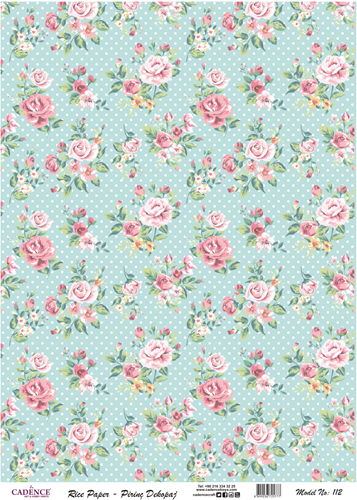 Cadence Decoupage Papier Reispapier 30x42 cm Blumenmuster kreativ