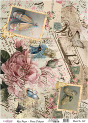 Cadence Decoupage Papier Reispapier Vintage Briefmarken 30x42 cm Basteln