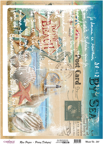 Cadence Decoupage Papier Reispapier 30x42 cm Strand Design Kreativ
