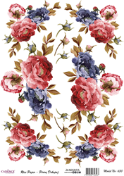 Cadence Decoupage Papier Reispapier 30x42 cm Pfingstrosen mehrfarbig