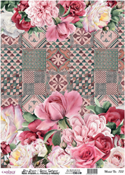 Cadence Decoupage Papier Reispapier 30x42 cm rosa Mosaik mehrfarbig