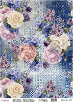 Cadence Decoupage Papier Reispapier 30x42 cm blaue Flora kreativ
