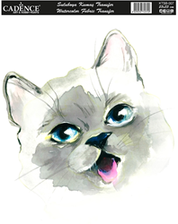 Cadence Textil Transfer Aquarell Katze 25x35 cm - kreative Bastelidee
