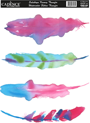 Cadence Textil Transfer Aquarell Federn 25x35 cm - Stoff Dekoration