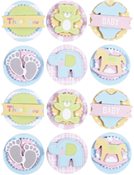 Creativ Company 3D Baby Sticker - Bastelaufkleber Pastell Dekoration
