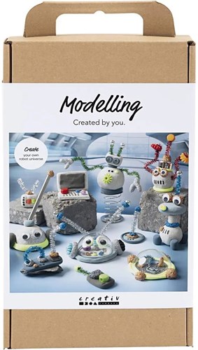 Creativ Company Knetspielzeugset Roboter blau rot grau versilbert