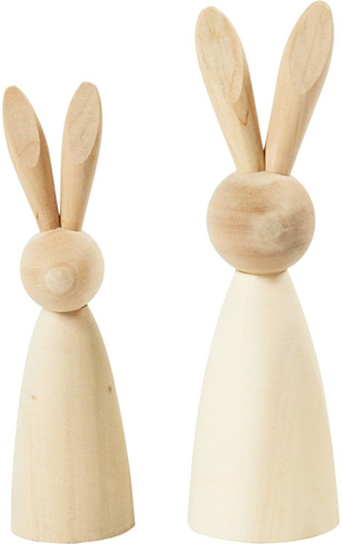 Creativ Company Holzhasen Deko Set 2 Stück natur für Bastelspaß