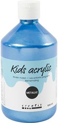 Creativ Company Acrylfarbe metallic blau 500 ml - Kinder Bastelfarbe