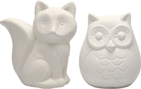 Creativ Company Terrakotta Spardose Spielzeug Fuchs und Eule 10 cm dekorativ