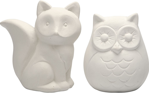 Creativ Company Terrakotta Spardose Spielzeug Fuchs und Eule 10 cm dekorativ