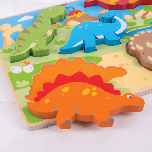 BigJigs Holzpuzzle Dinosaurier - Lernspielzeug 5 Teile-3