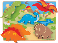 BigJigs Holzpuzzle Dinosaurier - Lernspielzeug 5 Teile-2