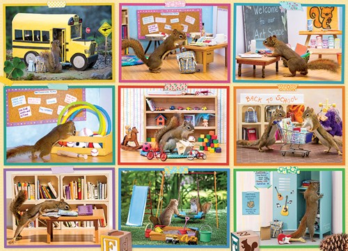 Cobble Hill puzzle 1000 pièces - Écureuils à l'école puzzle cartoon