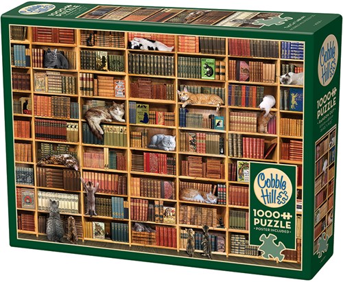 Cobble Hill puzzle chat 1000 pièces - La bibliothèque des chats-2