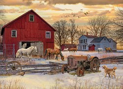 Cobble Hill Puzzle 1000 Teile Winter auf dem Bauernhof rustikal