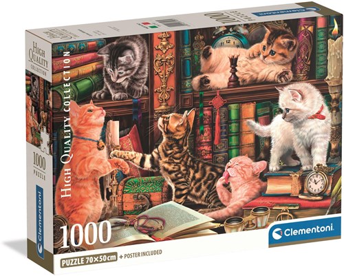 Clementoni Puzzle 1000 Teile Katzen Curious Whiskers kompakt-2