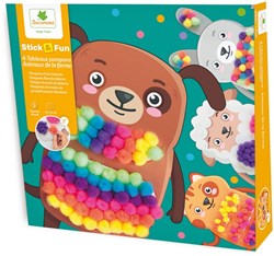 Sycomore Bastelset Spielzeug Stick'N Fun Pompons Bauernhoftiere ab 3 Jahren