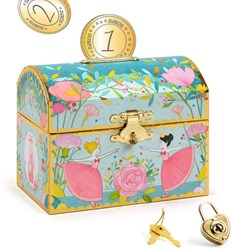 Djeco tirelire Ballerine - tirelire enfant colorée avec cadenas