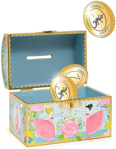 Djeco tirelire Ballerine - tirelire enfant colorée avec cadenas-2