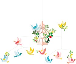 Djeco Baby Mobile Vogelkäfig - bunte Hängedekoration fürs Babyzimmer