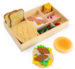 Bigjigs set traiteur en bois - accessoires cuisine jouet 30 pièces