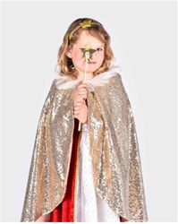 DEN GODA FEN-CAPE MET GOUDEN PAILLETTEN + HOOFDBAND + TOVERS