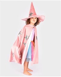DEN GODA FEN-CAPE MET HOED FLUWEEL/SATIJN ROZE -  3-8 JAAR
