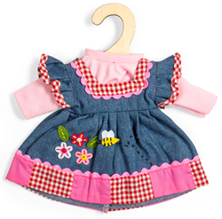 Bigjigs Dolls Denim Dress With Pink Trim - Medium