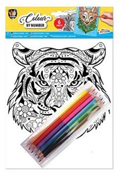 Grafix set de coloriage lion - Coloriage par numéros A4 pour enfants