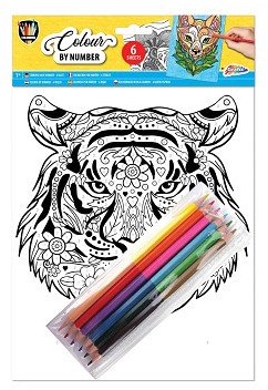 Grafix set de coloriage lion - Coloriage par numéros A4 pour enfants
