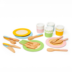 BigJigs Holz Dinner Service Set - Spielzeug Küchenset für Kinder