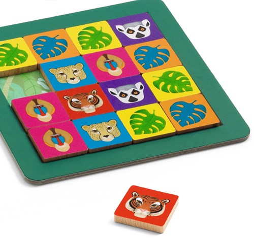 Djeco jeu Jungle taquin - puzzle coulissant et jouet de stratégie-2