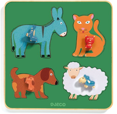 Djeco puzzle en bois famille de la ferme - puzzle formes animaux