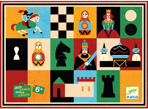 Djeco klassisches Spiel Schach und Dame - FSC Holz Brettspiel-3
