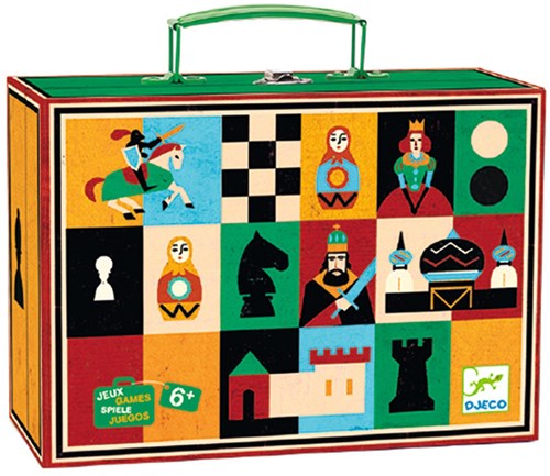Djeco klassisches Spiel Schach und Dame - FSC Holz Brettspiel-2