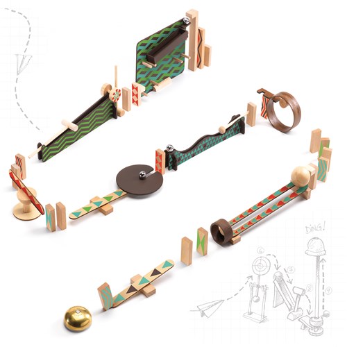 Djeco circuit à billes en bois Zig & Go - Big Boum Wall 48 pièces FSC