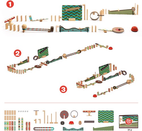 Djeco circuit à billes en bois Zig & Go - Big Boum Wall 48 pièces FSC-2