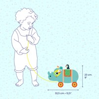 Djeco jouet à tirer rhinocéros en bois Vilma bébé-3