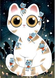 Djeco Puzzle Katzen - Leuchtendes Katzenmotiv 50 Teile FSC Karton