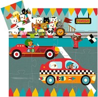 Djeco puzzle silhouette voiture de course - puzzle coloré carton FSC