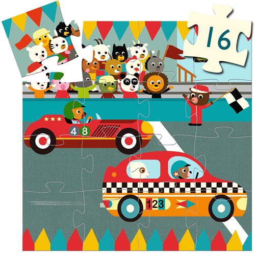 Djeco puzzle silhouette voiture de course - puzzle coloré carton FSC-2