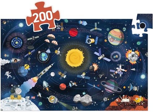 Djeco Puzzle Weltraum 200 Teile mit Heft - Lernspielzeug-2