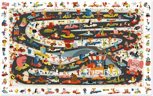 Djeco puzzle course automobile - puzzle d'observation 54 pièces carton FSC