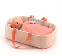 Djeco Zubehör Wiege Pink Lines Puppenbett Baumwolle-2