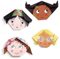 Djeco Origami Pretty Faces - Kreatives Bastelset für Kinder
