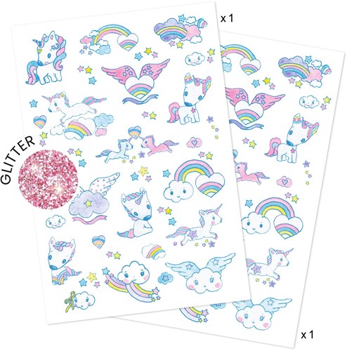 Djeco unicorn tattoo set - temporäre Glitzertattoos für Kinder