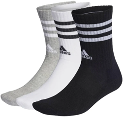 Adidas Cushion Crew Sock 3 Pack - White/Grey/Black - Small