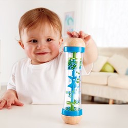 Hape Regenmacher mit Perlen - blau sensorisches Musikspielzeug